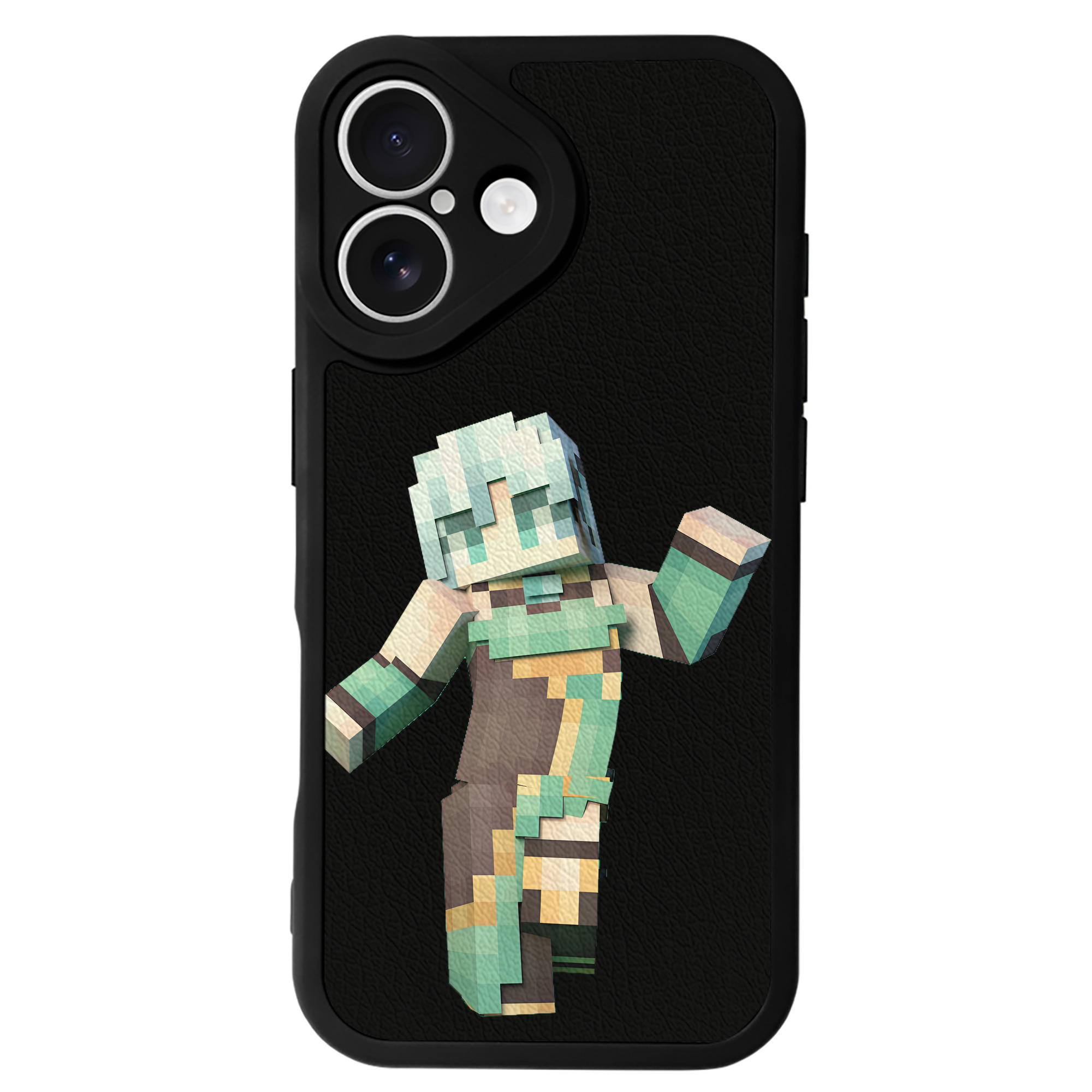 （画像用） マインクラフト ブロックの世界 Minecraft MC Block world 【iPhone 16シリーズ対応】シリコンスマホケース（レザー調） 材質：シリコン